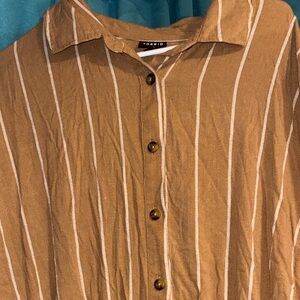Torrid Tan Striped Button-Up Romper